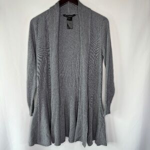 White House Black Market Women's Gray Shawl Collar Open Front Cardigan Size S
